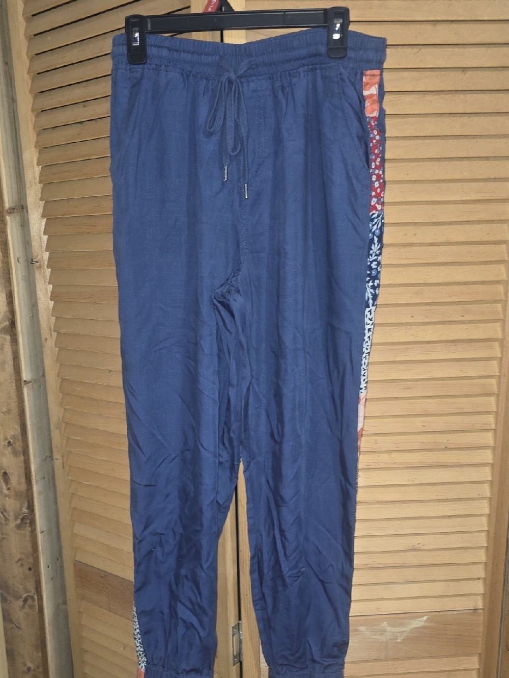 Blue Koggers with a multicolored patterned side panel & drawstring Size Medium
